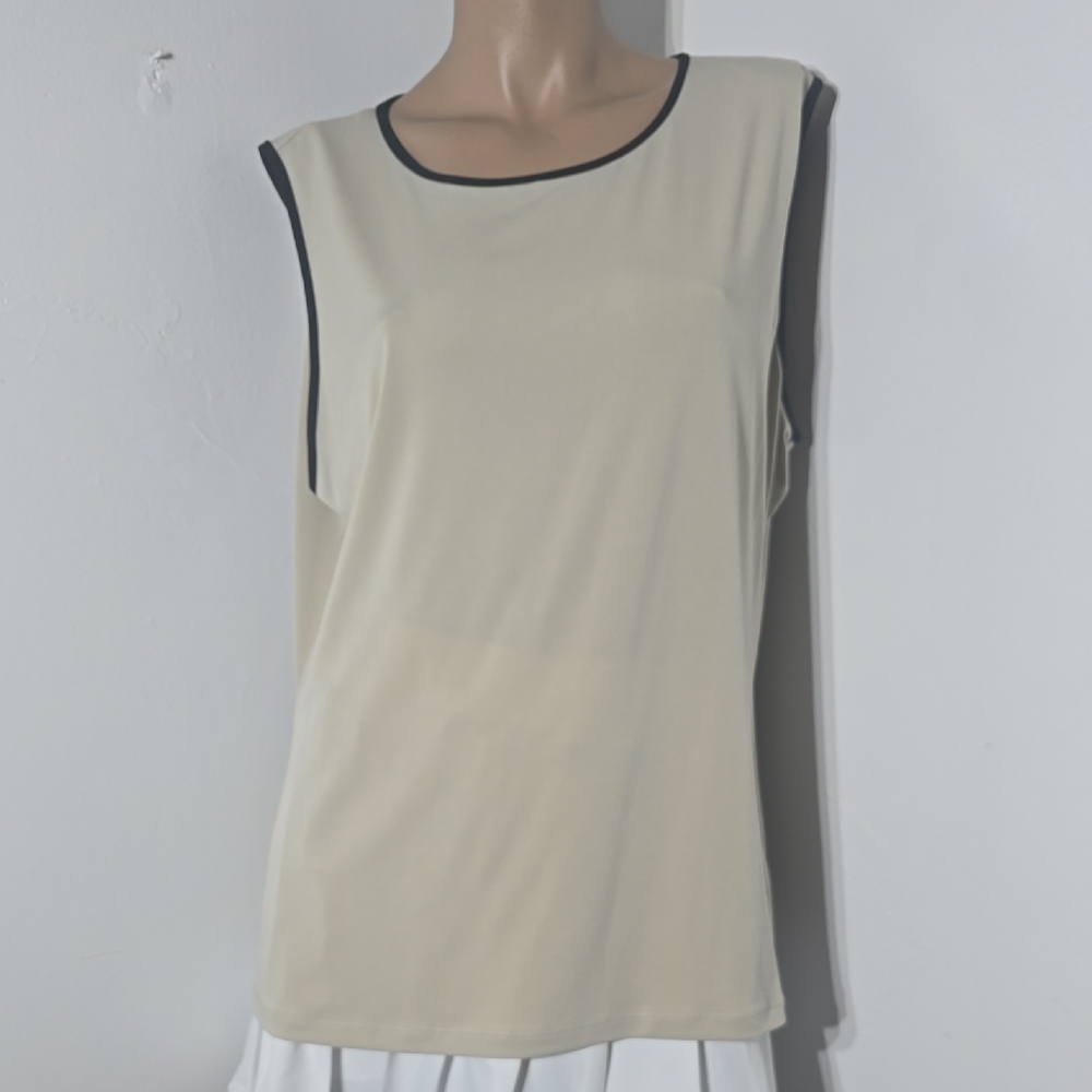 Calvin Klein Womens Tan Black Tank Top Pullover Size XL NWT